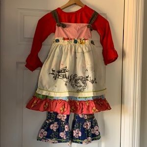 Matilda Jane apron dress and ruffle pants size 6